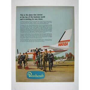 Print Ad Beechcraft Queen Air Aircraft Business Travel 1960s Advertising Vintage